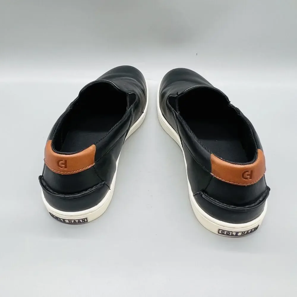 Cole Haan Shoes Mens 9.5 Black Leather Slip On Casual Sneakers Comfort Walking